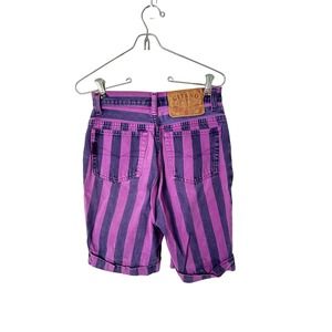 VTG Gitano sz 5/6 purple striped high rise 90s shorts denim